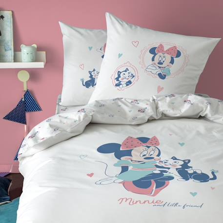 Parure de lit imprimée 100% coton, disney home minnie little friend Blanc 1 - vertbaudet enfant 