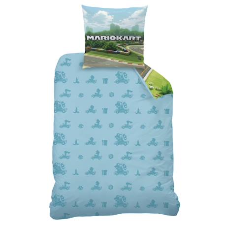 Parure de lit imprimée 100% coton, mario up side down Bleu 4 - vertbaudet enfant 