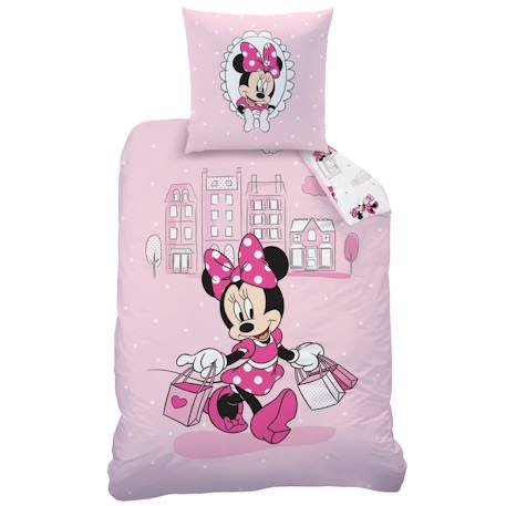 Parure de lit imprimée 100% coton, disney home minnie shopping Rose 3 - vertbaudet enfant 