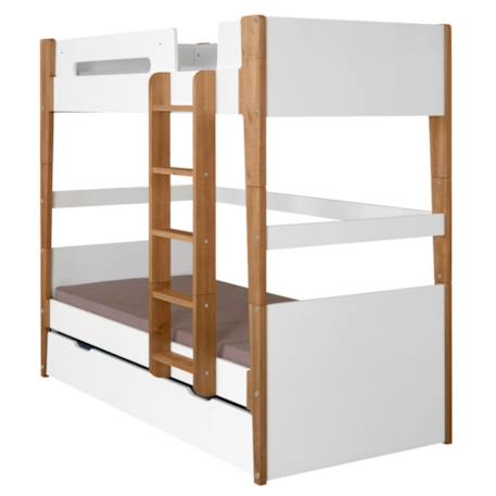 Lit superposé modulable gigogne bois massif romy Blanc et bois 3 - vertbaudet enfant 