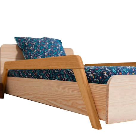 Lit enfant évolutif avec barrières bois massif dixia Blanc et bois+Bois 12 - vertbaudet enfant 