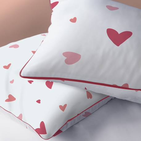 Parure de lit imprimée 100% coton, heart Blanc, rose 2 - vertbaudet enfant 
