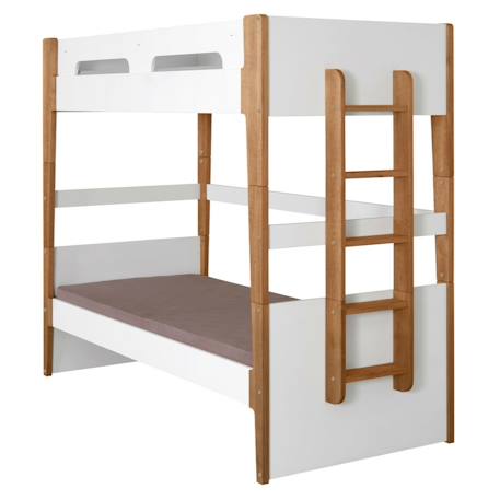 Lit superposé modulable bois massif romy Blanc et bois 2 - vertbaudet enfant 