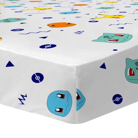 Drap-housse imprimé 100% coton, pokemon ziggy Blanc 1 - vertbaudet enfant 