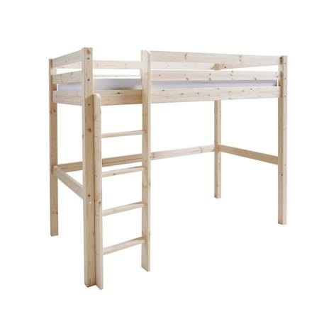Pack lit mezzanine avec matelas bois massif aaron Blanc+Bois naturel 7 - vertbaudet enfant 
