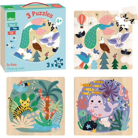 3 puzzles terre mer ciel Bleu 2 - vertbaudet enfant 