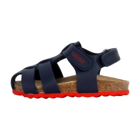 Sandales en cuir  à scratch Navy rouge 1 - vertbaudet enfant 