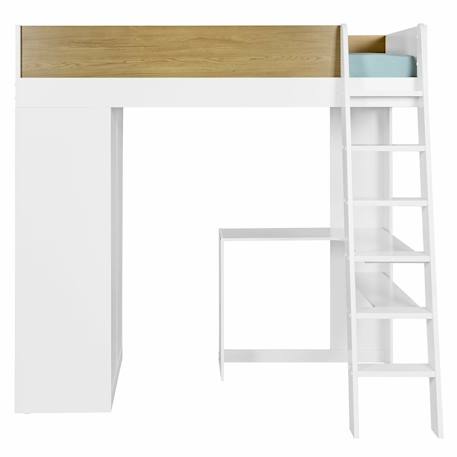 Lit mezzanine combiné memphis Blanc et bois 2 - vertbaudet enfant 