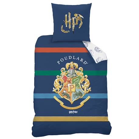 Parure de lit imprimée 100% coton, harry potter colors Bleu 3 - vertbaudet enfant 
