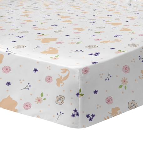Drap housse imprimé 100% coton, disney home princesse bal Blanc 1 - vertbaudet enfant 