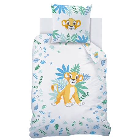 Parure de lit imprimée 100% coton, disney home le roi lion simba Blanc, jaune 3 - vertbaudet enfant 