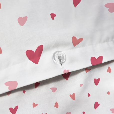 Parure de lit imprimée 100% coton, heart Blanc, rose 5 - vertbaudet enfant 