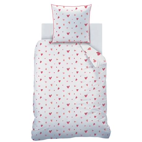 Parure de lit imprimée 100% coton, heart Blanc, rose 4 - vertbaudet enfant 