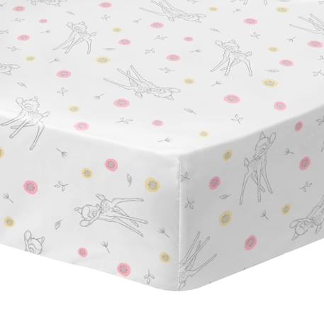 Drap-housse imprimé 100% coton, disney home bambi flowers Blanc 1 - vertbaudet enfant 