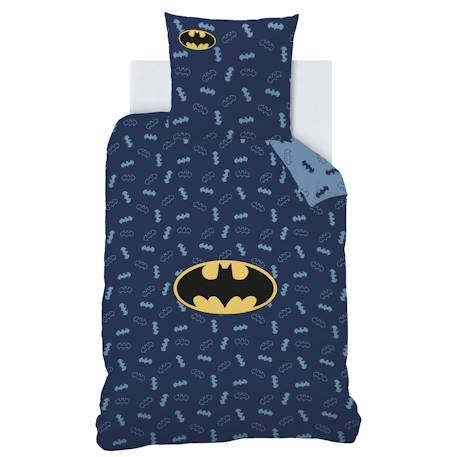 Parure de lit imprimée 100% coton, batman iconic Bleu nuit 3 - vertbaudet enfant 