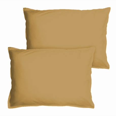 Set de 2 taies d'oreiller unies à volant, coton lavé Anthracite+Blanc+Bleu nuit+Caramel+Lichen+Lie de vin+Lin+Miel+Nude+Terre cuite 36 - vertbaudet enfant 