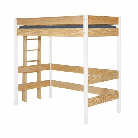 Lit mezzanine bois massif tino Blanc et bois+Bois naturel+Noir et bois 1 - vertbaudet enfant 
