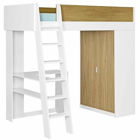 Lit mezzanine combiné memphis Blanc et bois 3 - vertbaudet enfant 