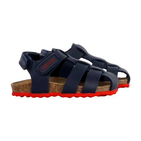 Sandales en cuir  à scratch Navy rouge 3 - vertbaudet enfant 