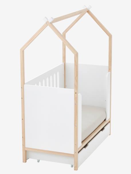 Lit bébé cabane coconut transformable banquette blanc 11 - vertbaudet enfant 