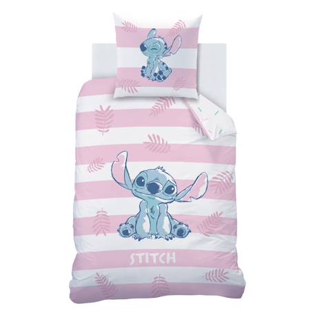 Parure de lit imprimée 100% coton, disney home stitch stripe Blanc, rose 3 - vertbaudet enfant 