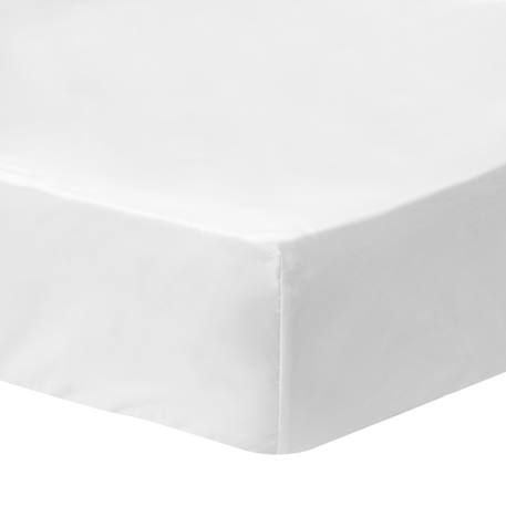 Drap-housse uni 100% coton, douce nuit Blanc 1 - vertbaudet enfant 