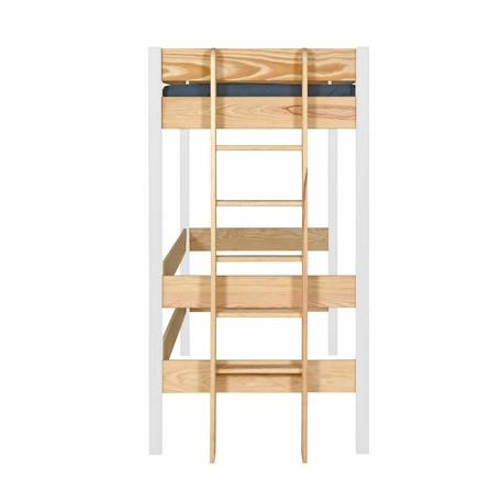 Lit mezzanine bois massif tino Blanc et bois+Bois naturel+Noir et bois 4 - vertbaudet enfant 