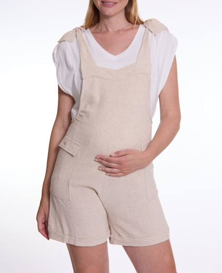 Salopette short de maternité eloise Abricot+Naturel+Sauge 9 - vertbaudet enfant 