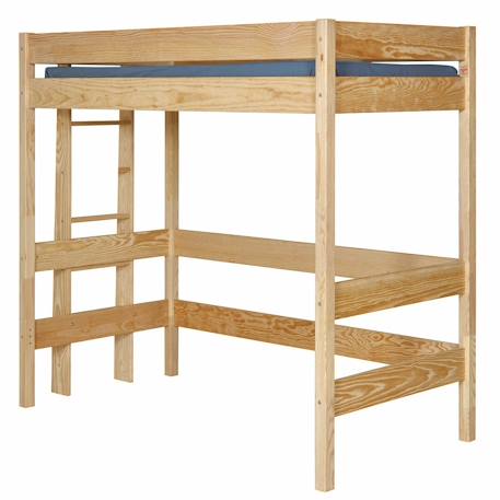 Lit mezzanine bois massif tino Blanc et bois+Bois naturel+Noir et bois 6 - vertbaudet enfant 