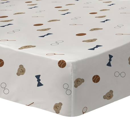 Drap-housse imprimé 100% coton, teddy bear Beige 1 - vertbaudet enfant 