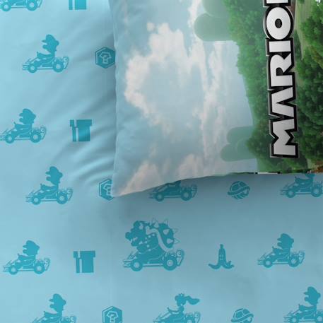 Parure de lit imprimée 100% coton, mario up side down Bleu 2 - vertbaudet enfant 