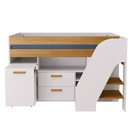 Lit mi-hauteur combiné avec bureau sahara Blanc et noisette 3 - vertbaudet enfant 