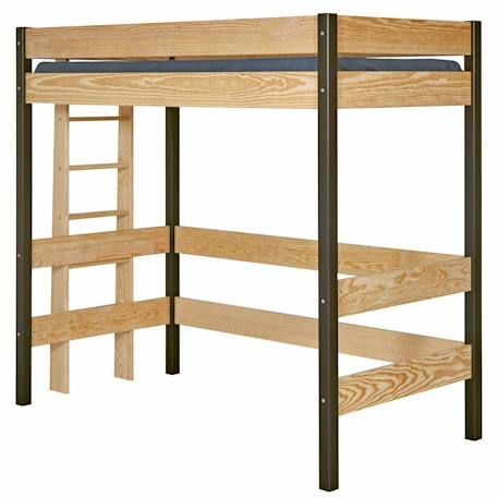 Lit mezzanine bois massif tino Blanc et bois+Bois naturel+Noir et bois 12 - vertbaudet enfant 