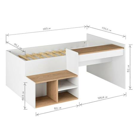 Lit combiné avec bureau boruto Blanc et noisette 4 - vertbaudet enfant 