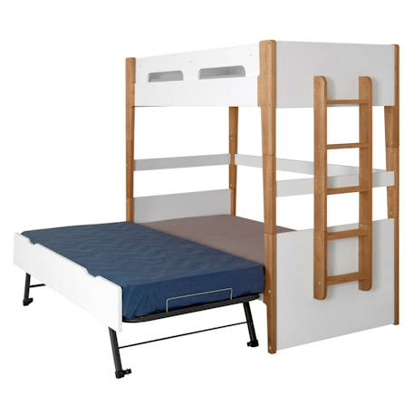 Lit superposé modulable gigogne bois massif romy Blanc et bois 2 - vertbaudet enfant 