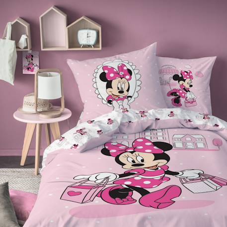 Parure de lit imprimée 100% coton, disney home minnie shopping Rose 1 - vertbaudet enfant 
