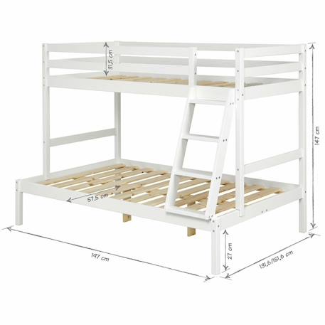 Lit superposé bois massif julian Blanc+Bois naturel 12 - vertbaudet enfant 