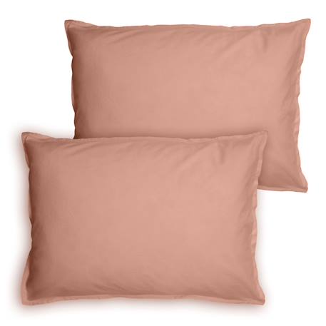 Set de 2 taies d'oreiller unies à volant, coton lavé Anthracite+Blanc+Bleu nuit+Caramel+Lichen+Lie de vin+Lin+Miel+Nude+Terre cuite 42 - vertbaudet enfant 