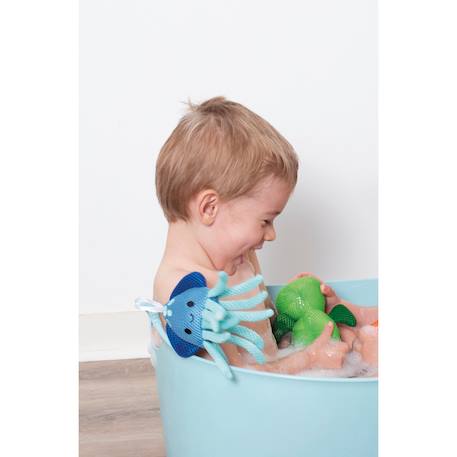 5 éponges de bain barboteurs marins Bleu 1 - vertbaudet enfant 