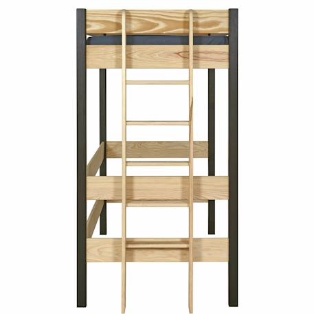 Lit mezzanine bois massif tino Blanc et bois+Bois naturel+Noir et bois 13 - vertbaudet enfant 