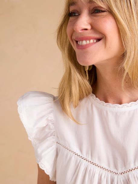 Blouse en voile de coton écru 3 - vertbaudet enfant 