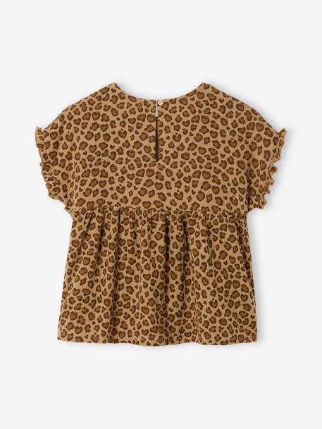 Blouse imprimée en gaze de coton fille beige+bleu grisé+vanille 2 - vertbaudet enfant 