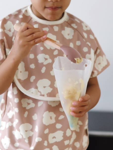 Bavoir à manches évolutif 2 en 1 Playful beige+blush+vert sauge 11 - vertbaudet enfant 