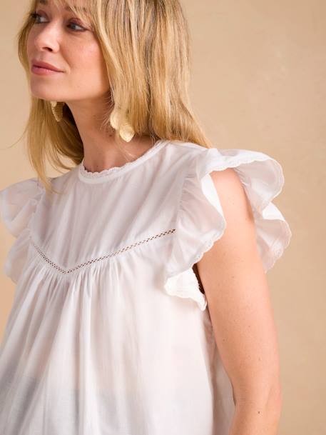 Blouse en voile de coton écru 4 - vertbaudet enfant 