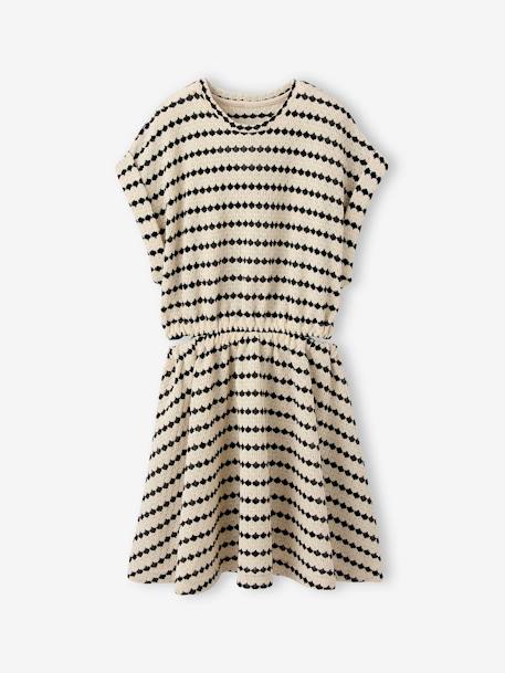 Robe maille fantaisie fille ajourée côtés rayé noir 2 - vertbaudet enfant 