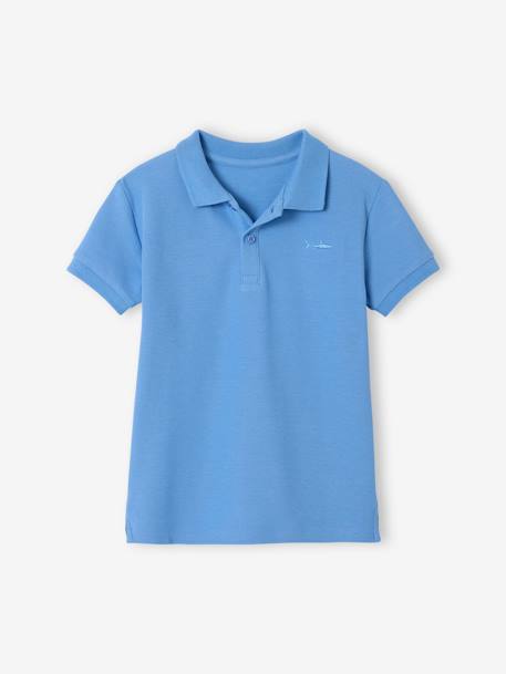 Polo garçon manches courtes broderie poitrine blanc+bleu+jaune pâle+kaki clair+MARINE+terracotta 4 - vertbaudet enfant 
