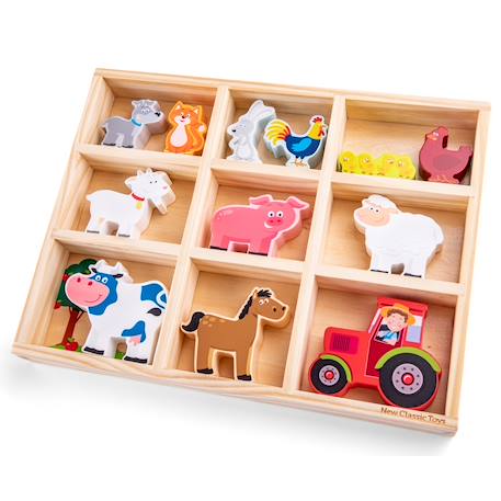 Figurines en bois animaux ferme Beige 5 - vertbaudet enfant 
