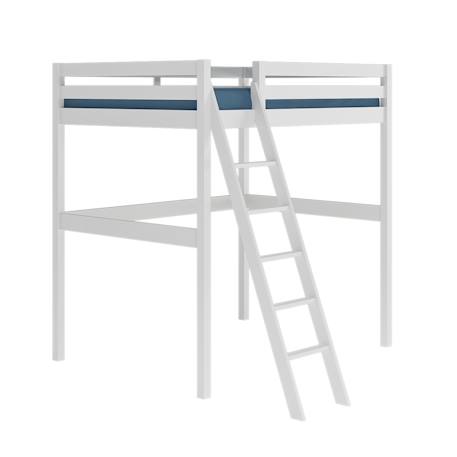 Lit mezzanine 2 places bois massif aaron Blanc+Bois 2 - vertbaudet enfant 