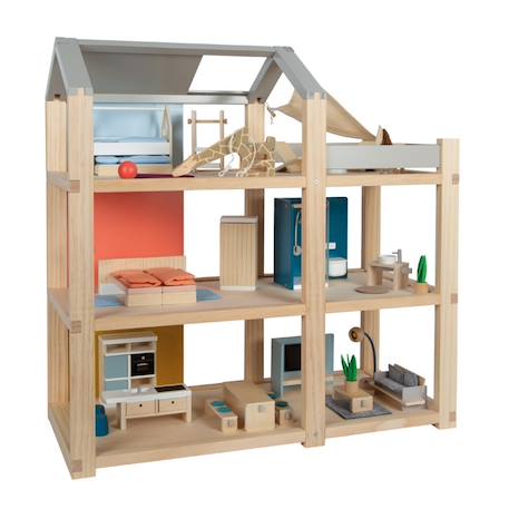 Maison de poupées nature avec meubles Beige 1 - vertbaudet enfant 
