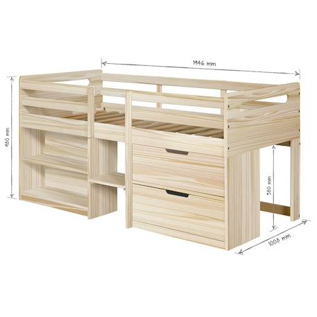 Lit mi-hauteur bois massif hoby Bois 5 - vertbaudet enfant 